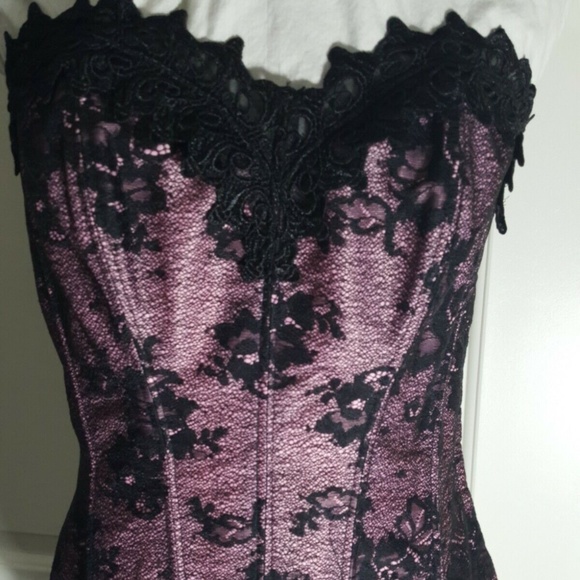 Frederick’s of Hollywood Black Jacquard Floral Corset Size S